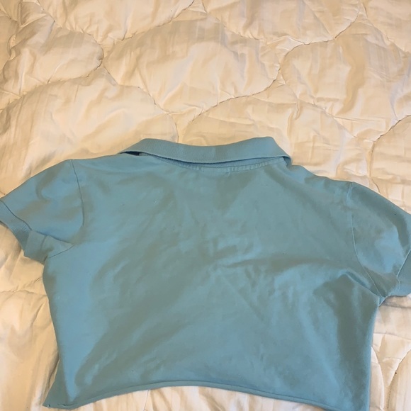 Blue Lacoste Quarter Button-Up Cropped Tee - Picture 5 of 6